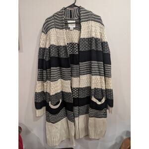 Long sleeve duster style mixed knit chunky neutral cardigan, Bob Timberlake XXL